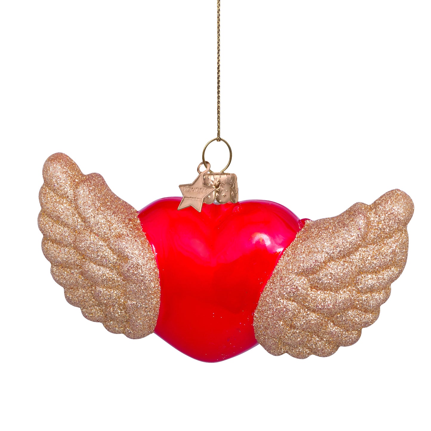 Rood hart met gouden vleugels - Vondels
