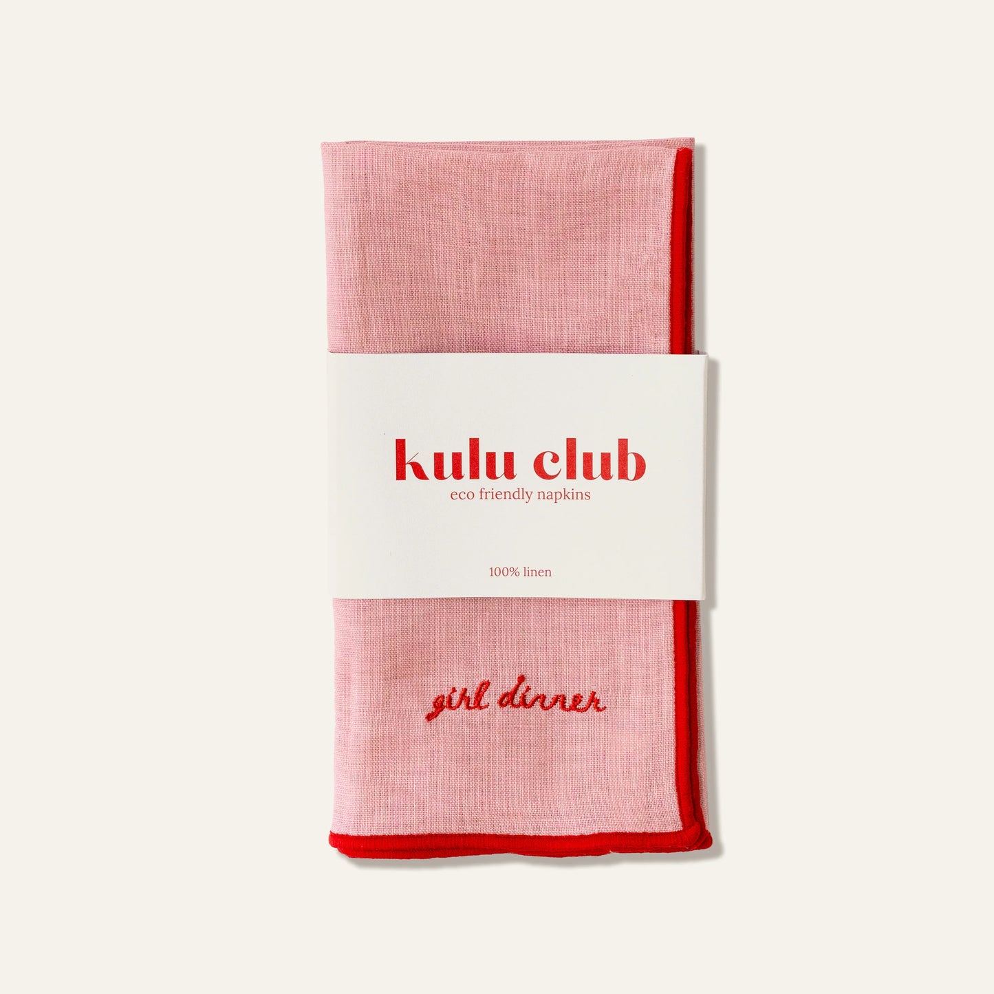100% linnen servetten set "girl dinner" - Kulu Club