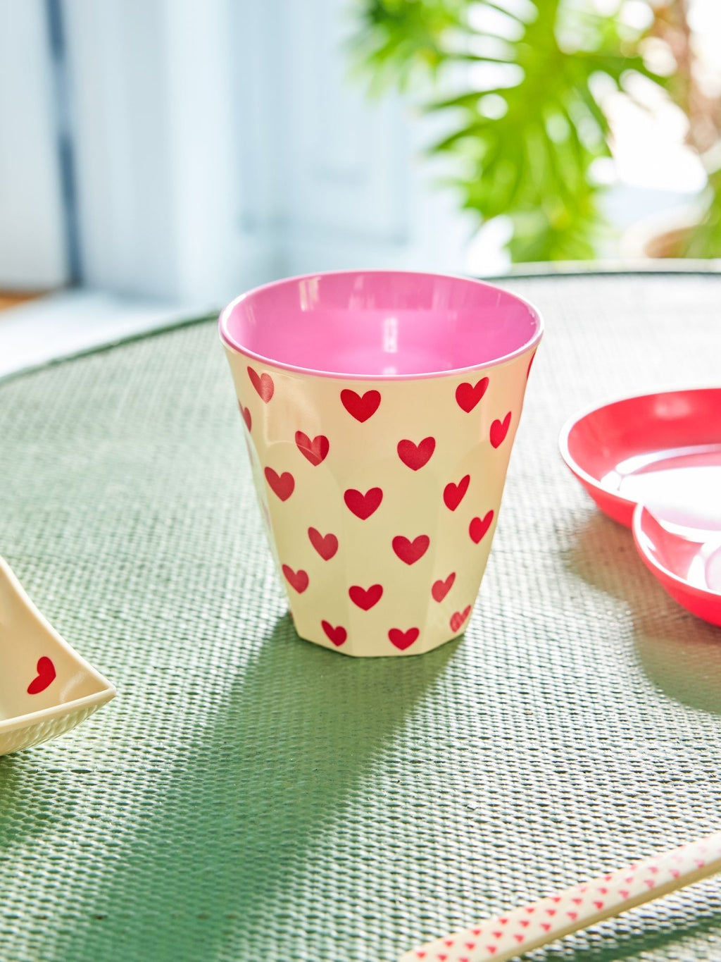 Middelgroot Beker - Darling Hearts Print - Rice