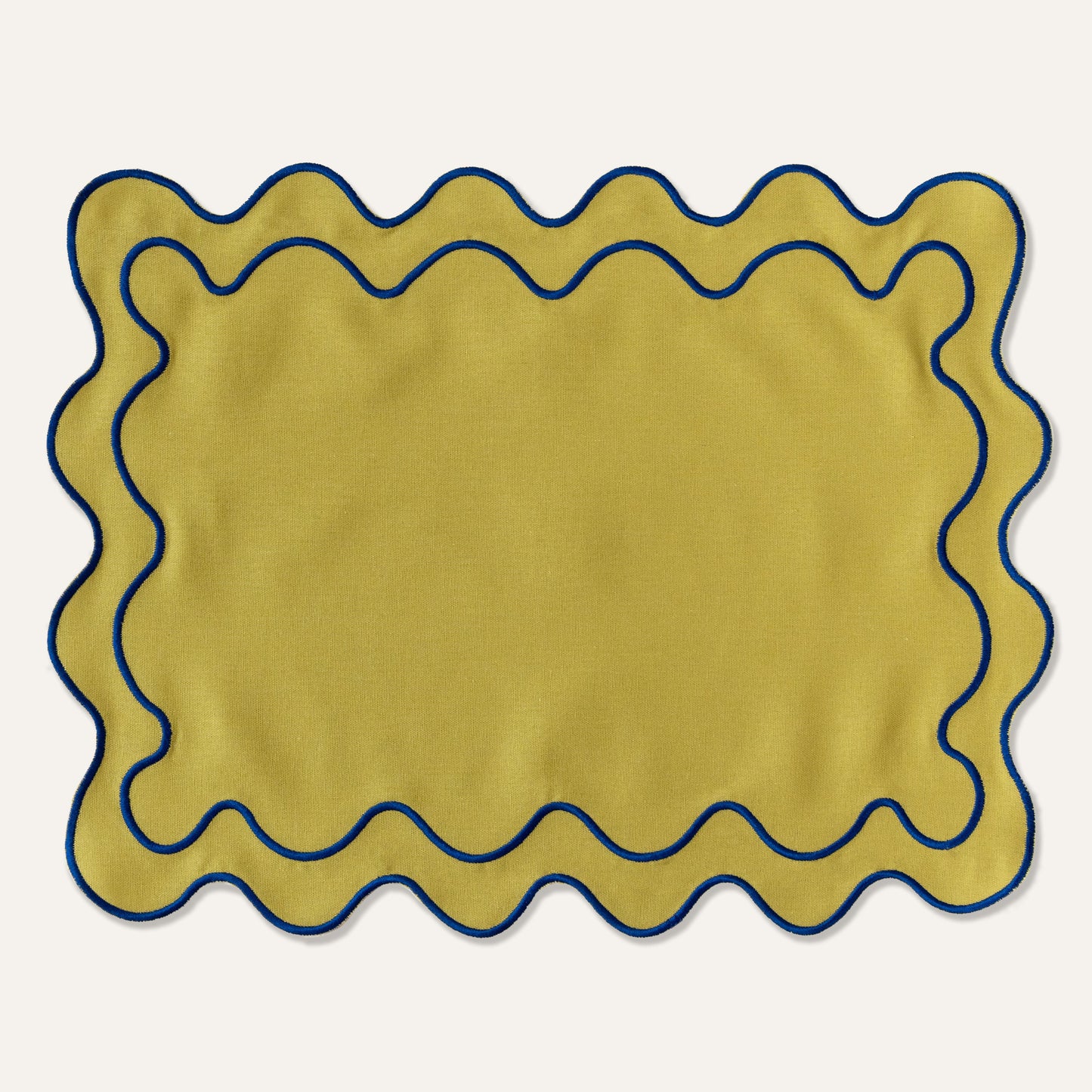 Placemats set wavy groen linnenmix - Kulu Club