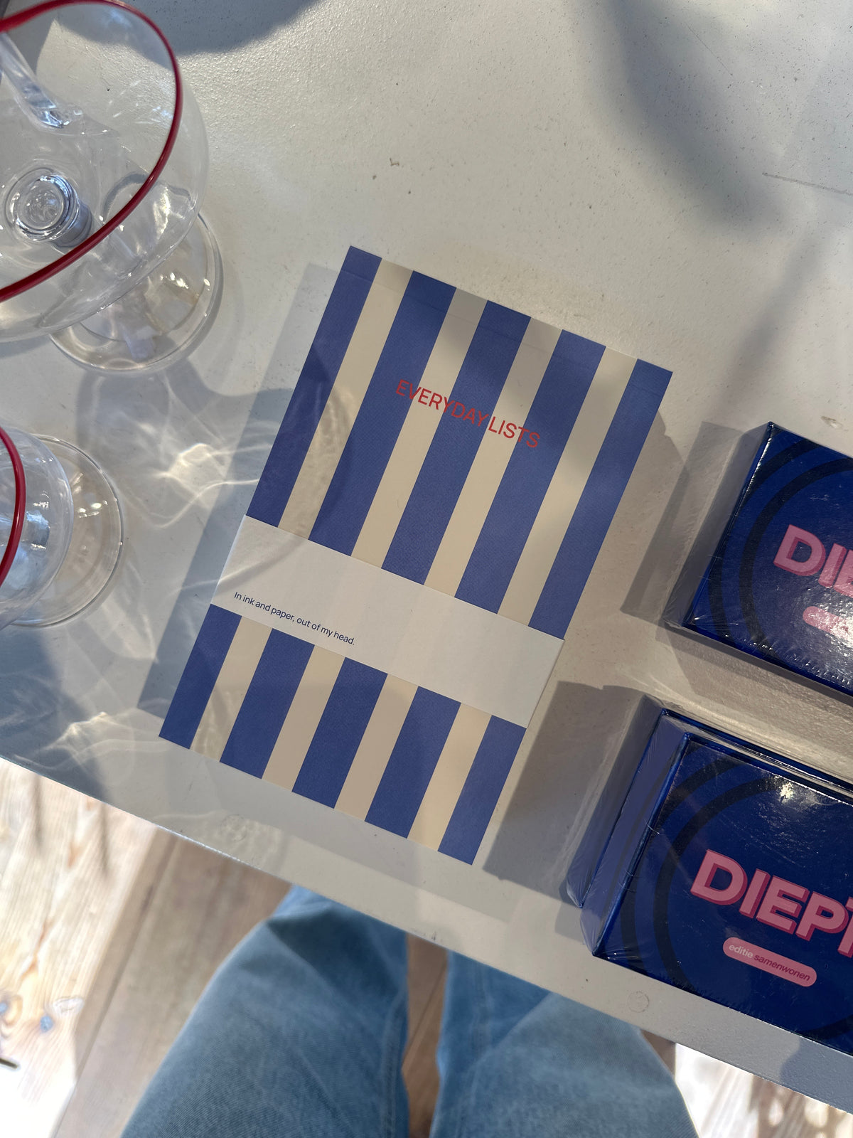 A Journal - Striped blue notepad