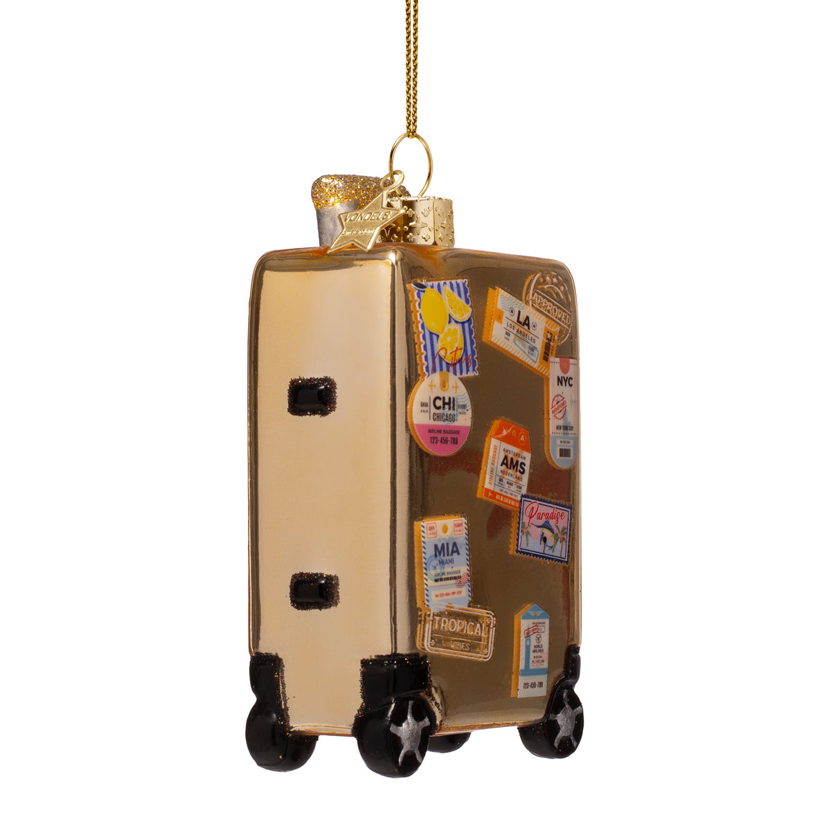 Vondels - Gold suitcase with stickers