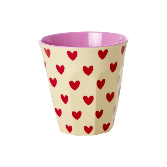 Middelgroot Beker - Darling Hearts Print - Rice