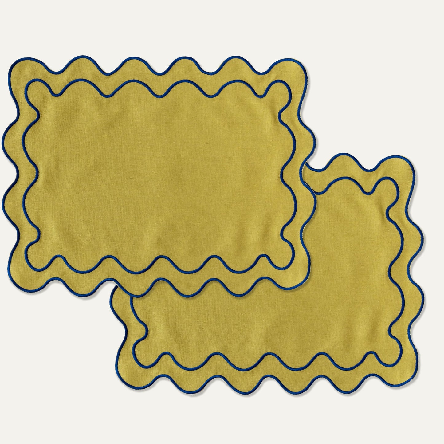 Placemats set wavy groen linnenmix - Kulu Club